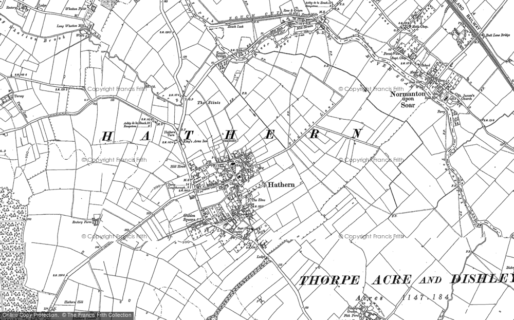 Old Map of Historic Map covering Dishley in 1883