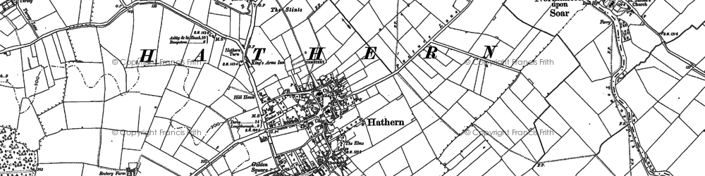Old map of Hathern in 1883
