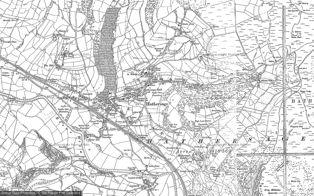 Old Map Derbyshire 1899 Hathersage 10-SE 