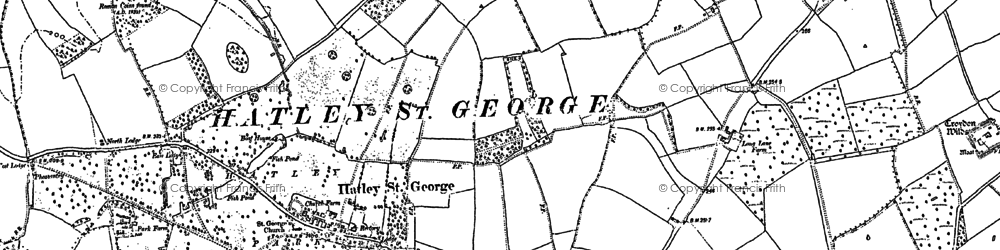 Old map of Hatley St George in 1900