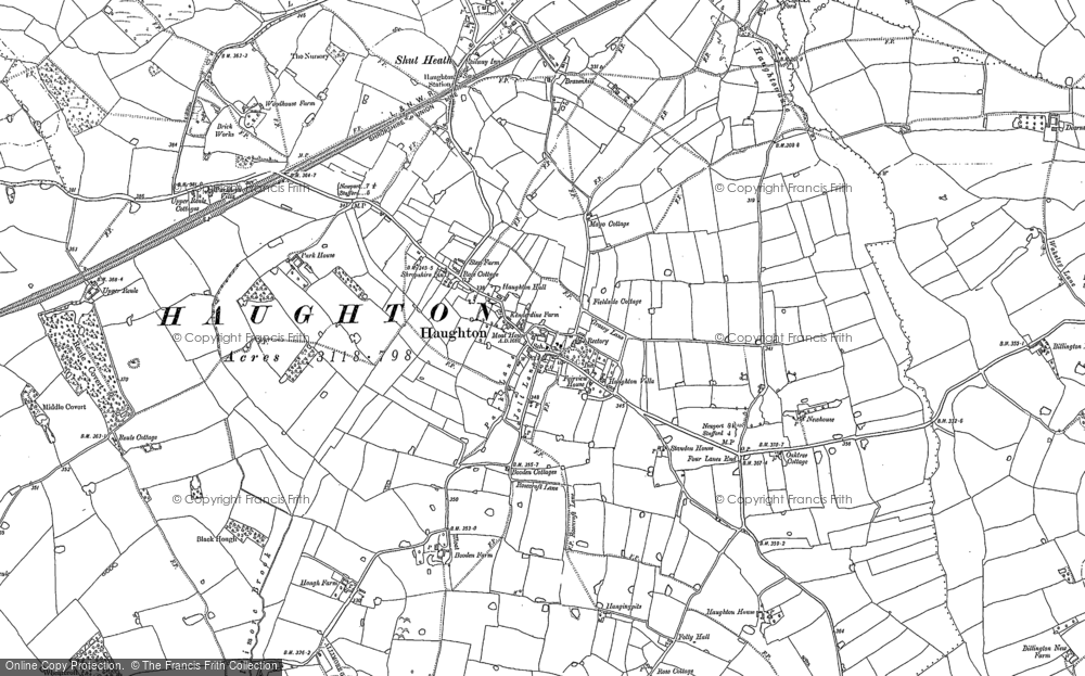 Old Map of Haughton, 1880 - 1882 in 1880