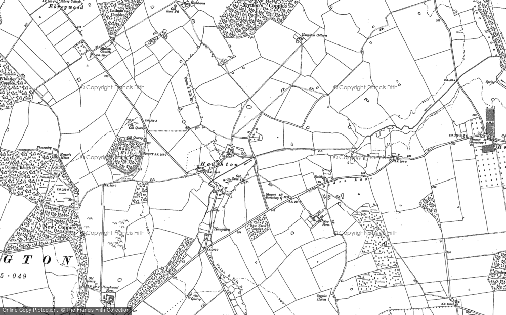 Old Map of Historic Map covering Haughmond Abbey in 1881