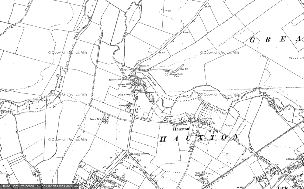 Old Map of Hauxton, 1885 in 1885