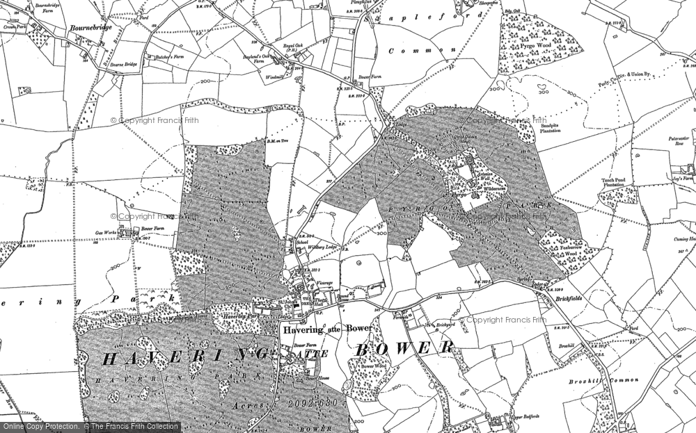 Old Map of Havering-atte-Bower, 1895 in 1895