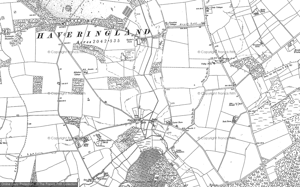 Old Map of Haveringland, 1882 - 1885 in 1882