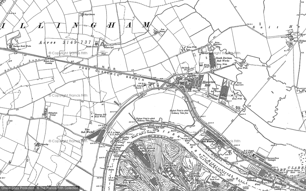 Old Map of Haverton Hill, 1913 - 1914 in 1913