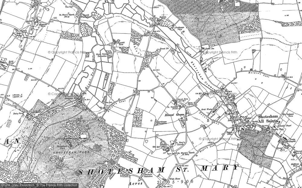 Old Map of Hawes' Green, 1880 - 1882 in 1880