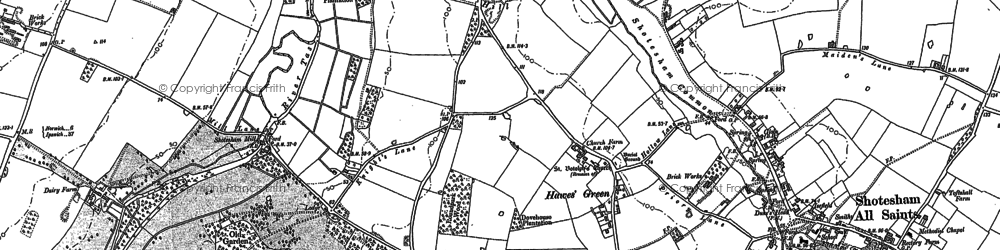Old map of Hawes' Green in 1880