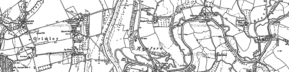 Old map of Hawford in 1884