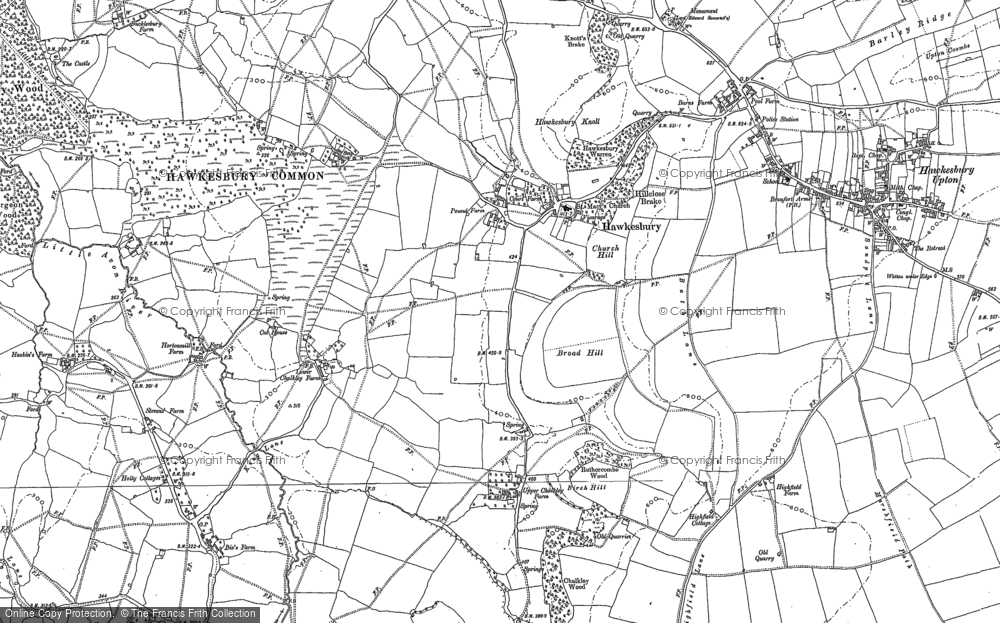 Old Map of Historic Map covering Broad Hill in 1881