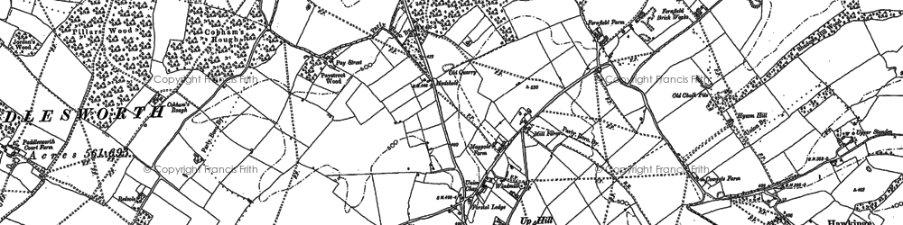 Old map of Hawkinge in 1896