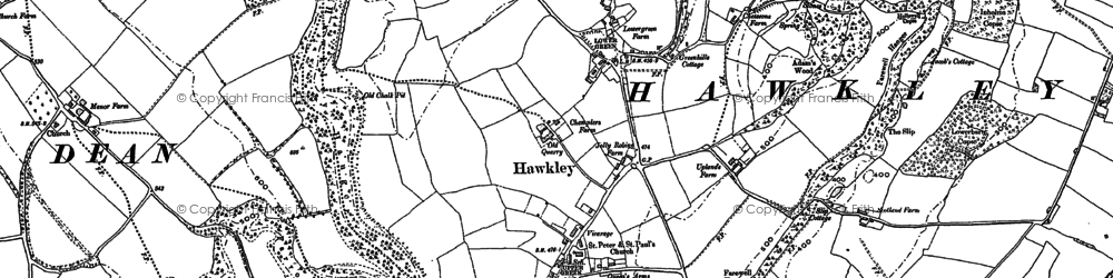 Old map of Hawkley in 1895
