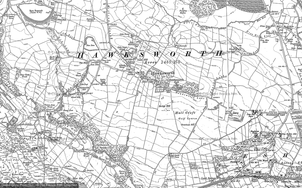 Old Map of Hawksworth, 1891 - 1906 in 1891
