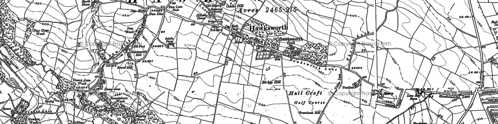 Old map of Hawksworth in 1891