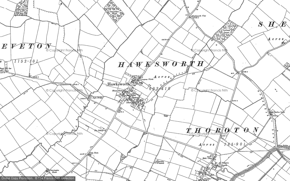 Old Map of Hawksworth, 1899 in 1899
