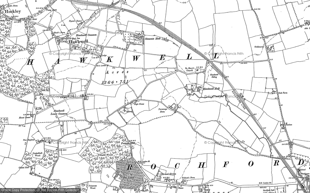 Old Map of Hawkwell, 1895 in 1895