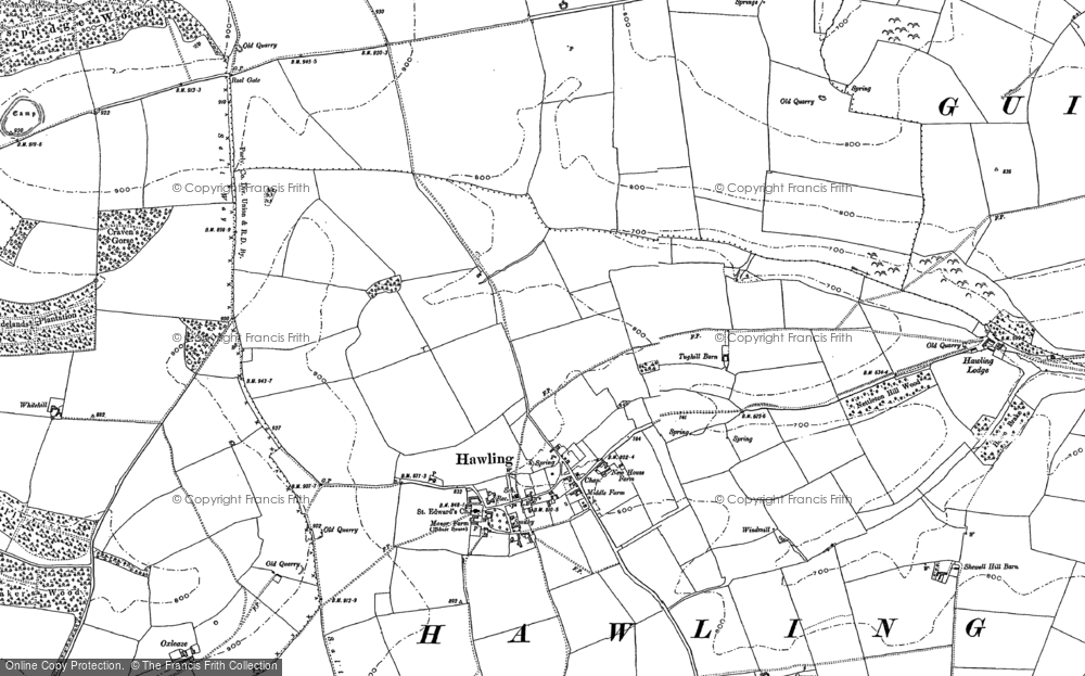 Old Map of Historic Map covering Windrush Hill in 1883
