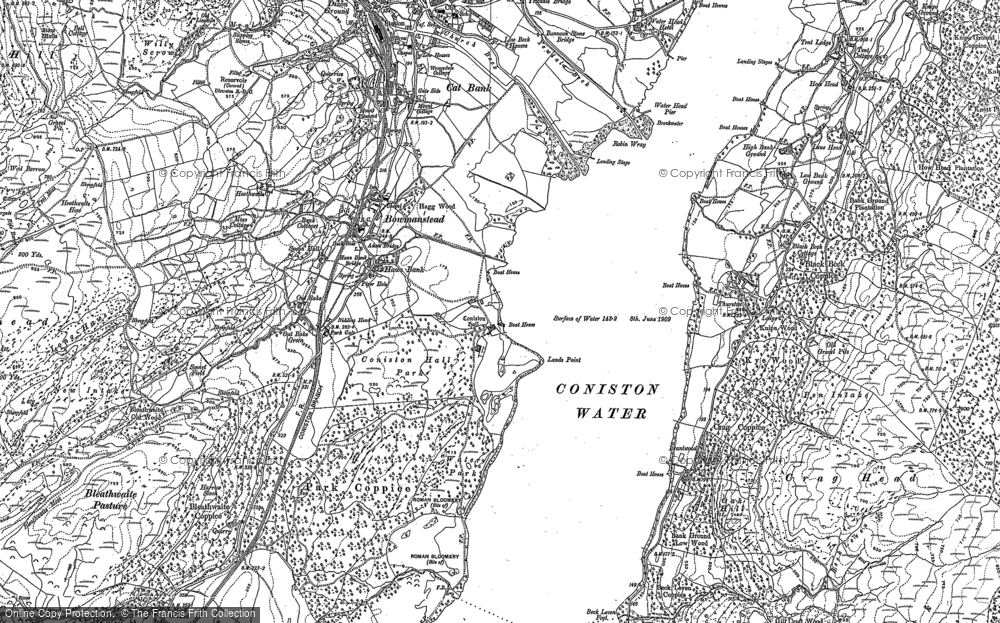Old Map of Historic Map covering Brantwood in 1912