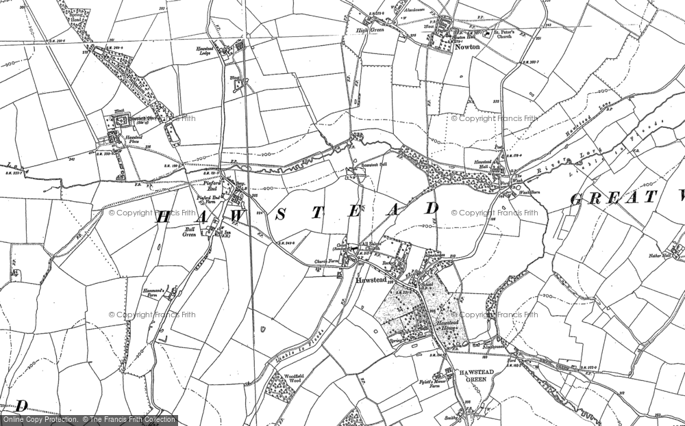 Old Map of Hawstead, 1884 in 1884