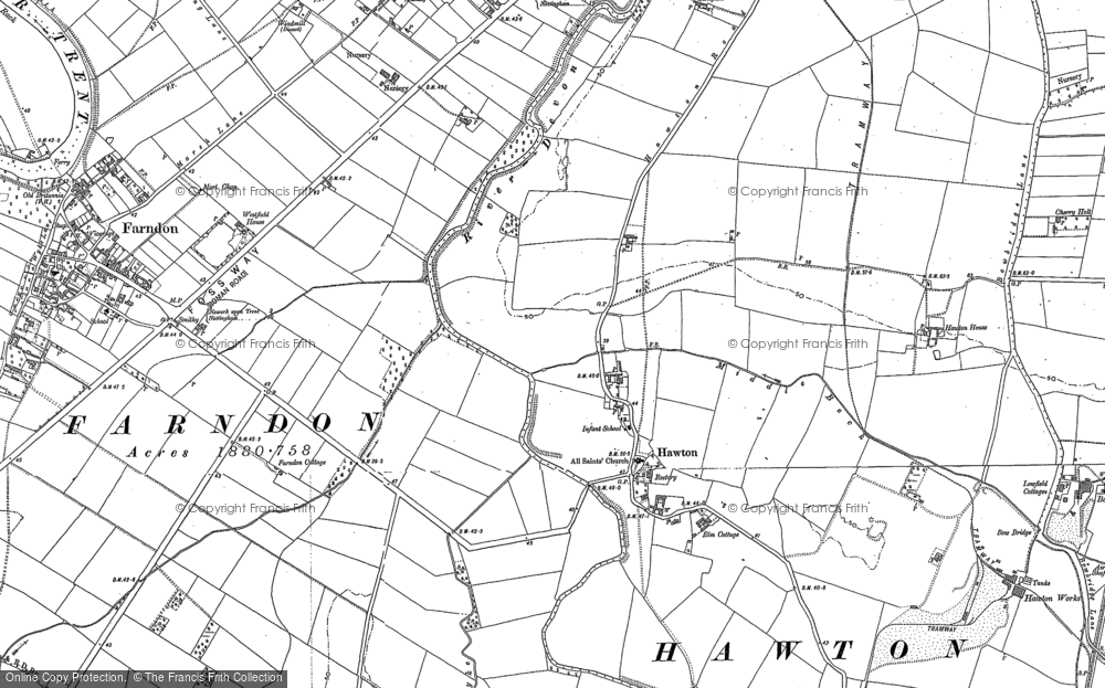 Old Map of Hawton, 1886 - 1899 in 1886