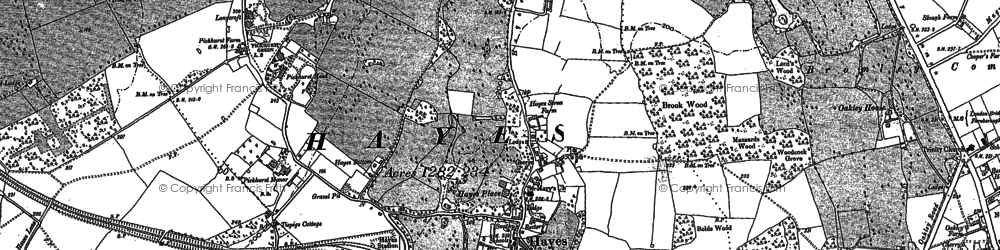 Old map of Hayes in 1895