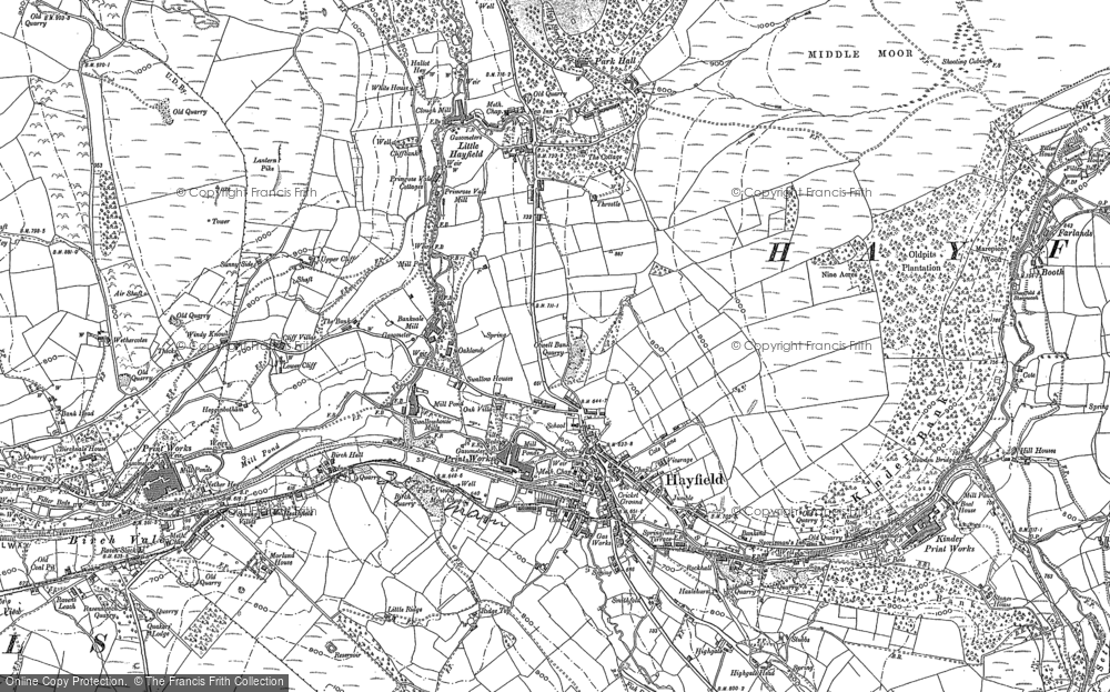 Old Map of Historic Map covering Broad Clough in 1880