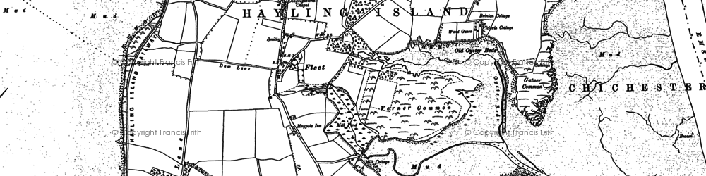 Old map of Hayling Island in 1907