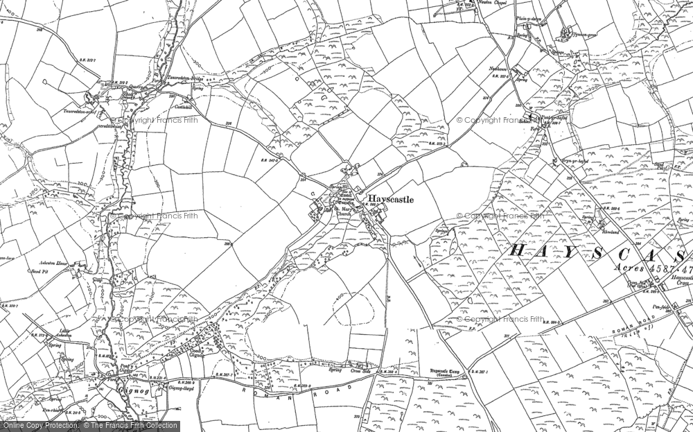 Old Map of Historic Map covering Trewilym in 1887