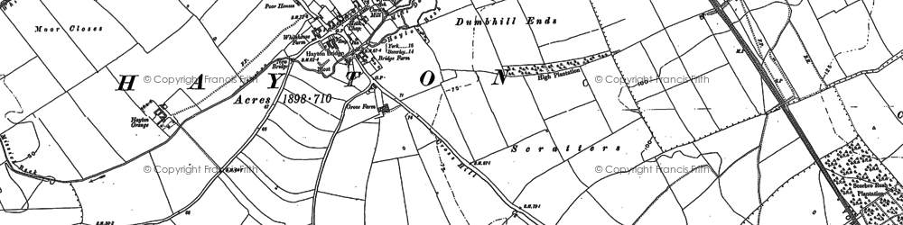 Old map of Hayton in 1890