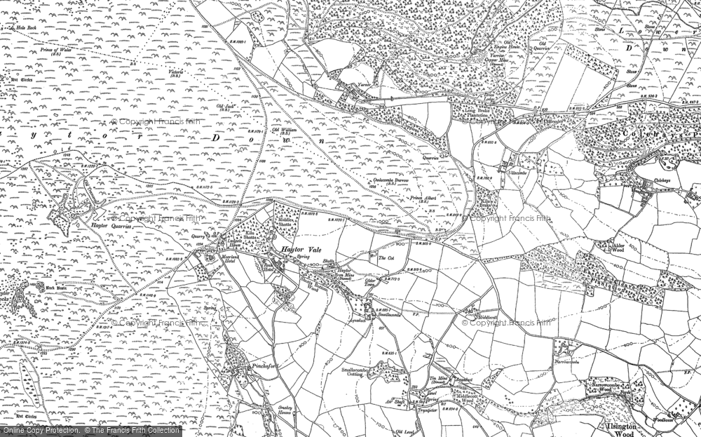 Old Map of Haytor Vale, 1885 - 1887 in 1885