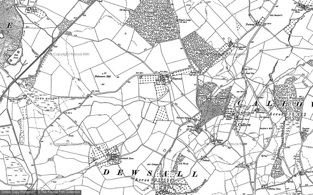Old Map of Historic Map covering Blakemore Hill in 1886