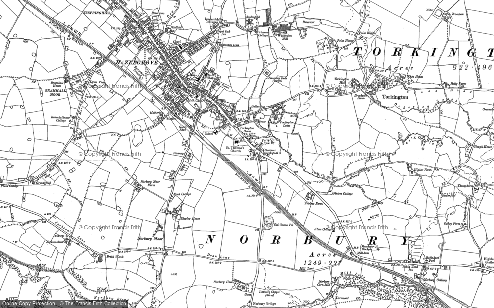 Old Map of Historic Map covering Bramhall Moor in 1897