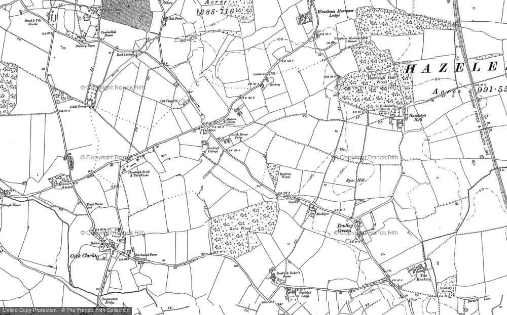 Old Map of Hazeleigh, 1895 in 1895