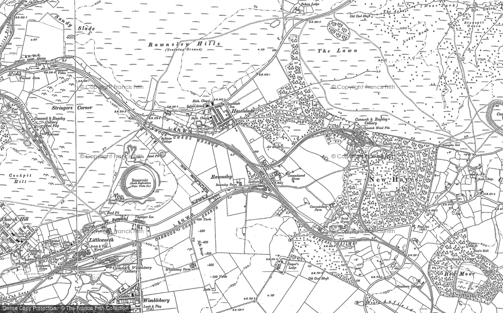 Old Map of Historic Map covering Bentley Brook in 1883