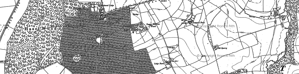 Old map of Hazelwood Castle in 1890