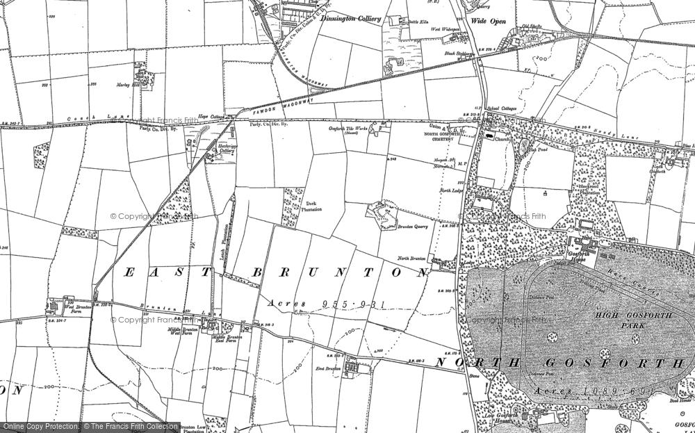 Old Map of Historic Map covering High Gosforth Park in 1894