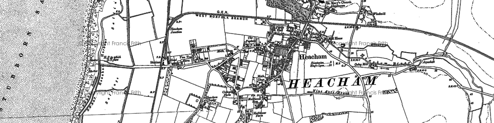 Old map of Heacham in 1885