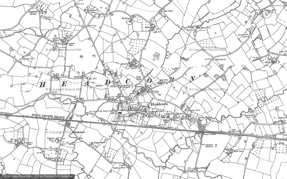 Old Map of Historic Map covering Plumtree Green in 1896