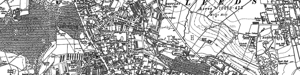 Old map of Headingley in 1847