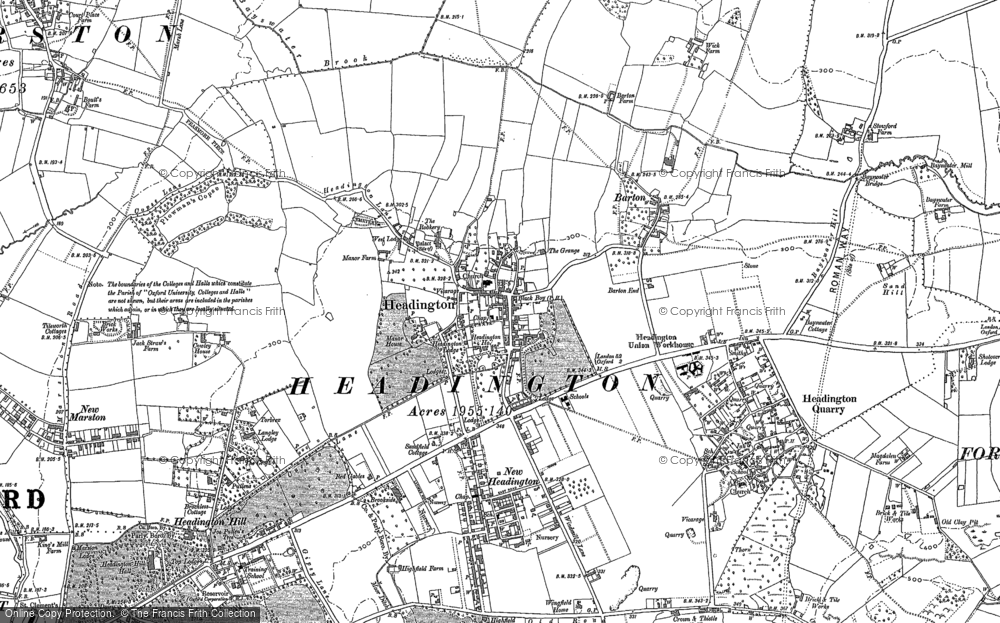 Old Map of Historic Map covering Headington Hill in 1898