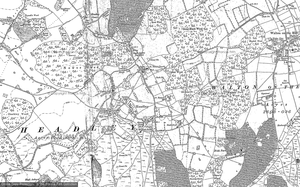 Old Map of Headley, 1895 in 1895