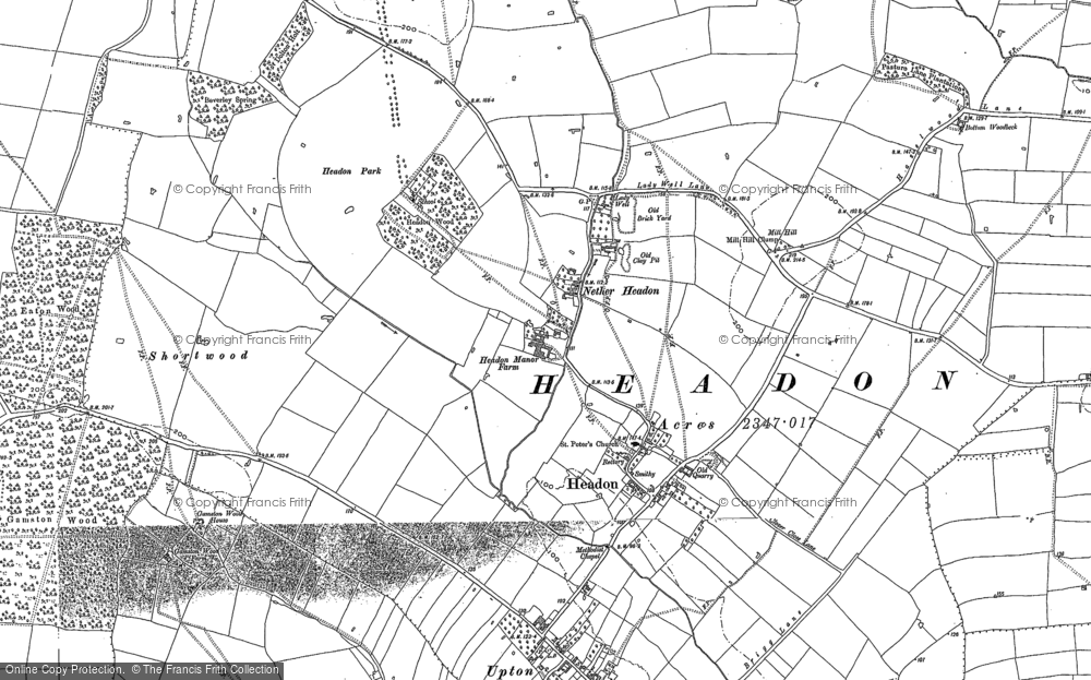 Old Map of Headon, 1884 in 1884