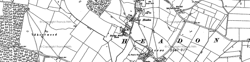 Old map of Headon in 1884