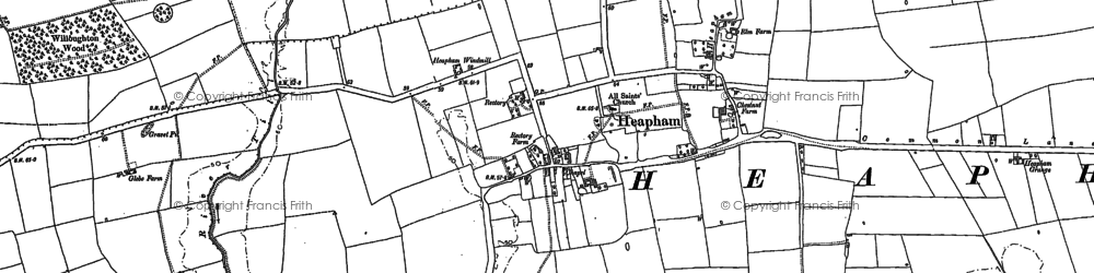 Old map of Heapham in 1885