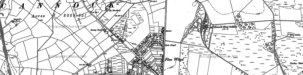 Old map of Heath Hayes in 1883