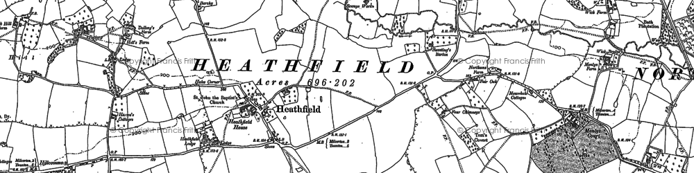 Old map of Heathfield in 1887