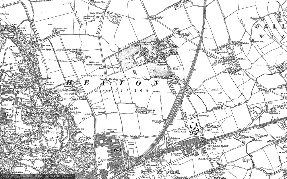 Old Map of Heaton, 1895 in 1895