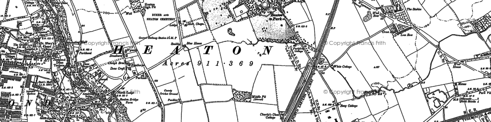 Old map of Heaton in 1895