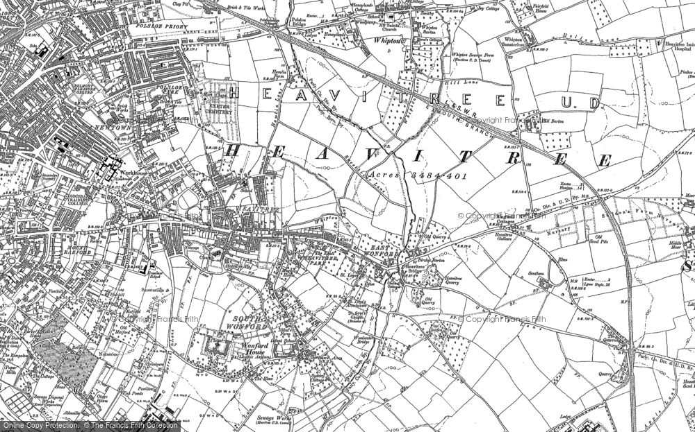 Old Map of Heavitree, 1887 - 1888 in 1887