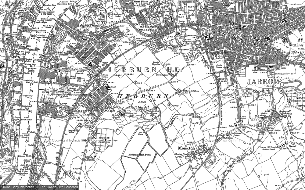 Old Map of Historic Map covering Bede's Well in 1913